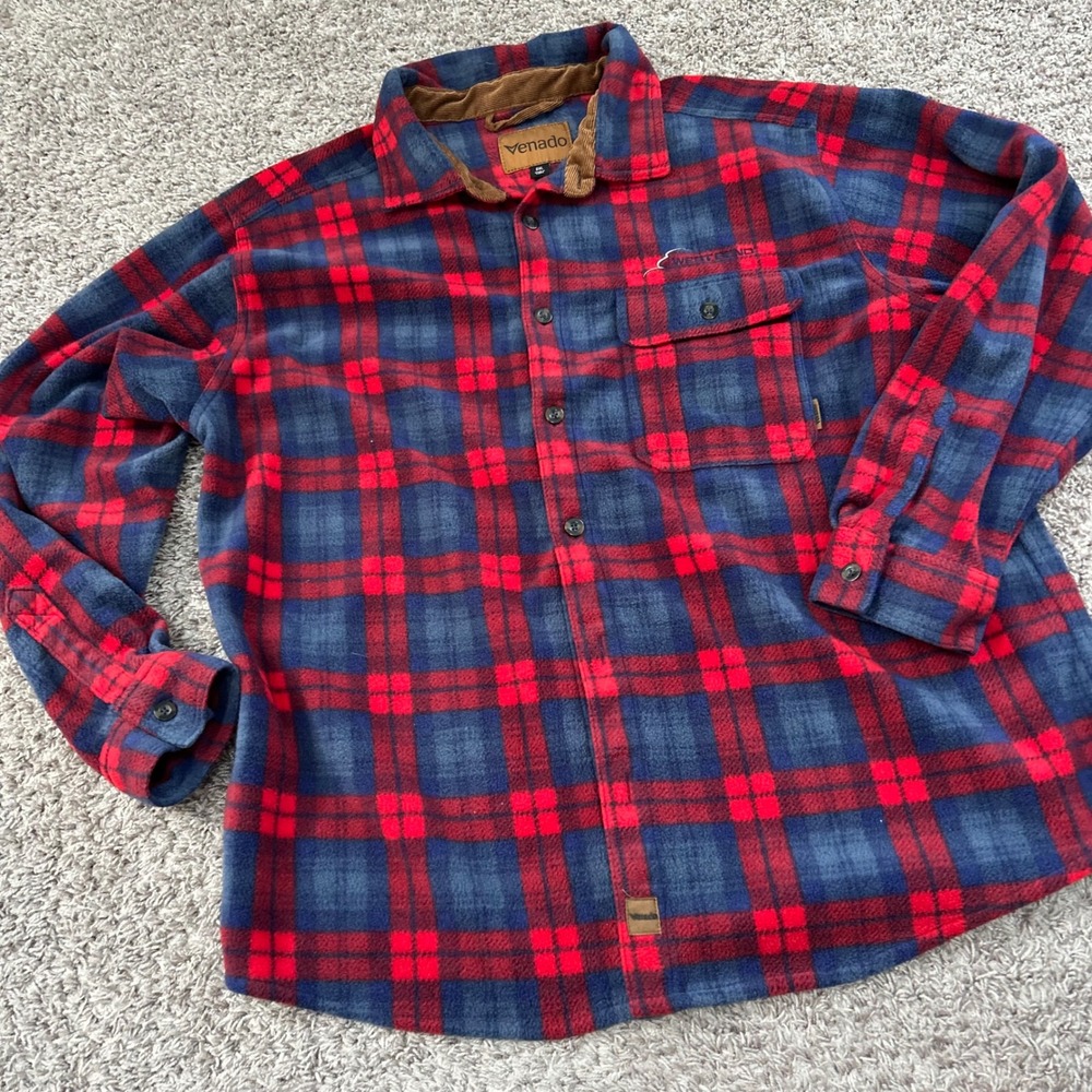 Venado Plaid Flannel Shirt Jacket Heavyweight Red Blue Men Size‎ 2XL